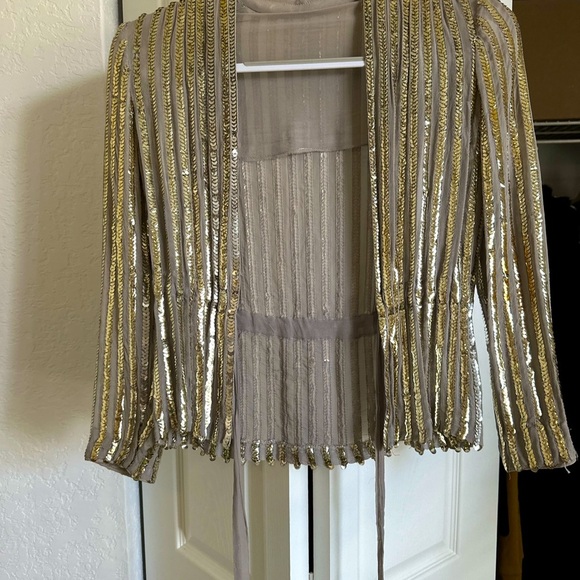 1960s Vintage 💯 % Silk  w Sequins jacket - Picture 6 of 12